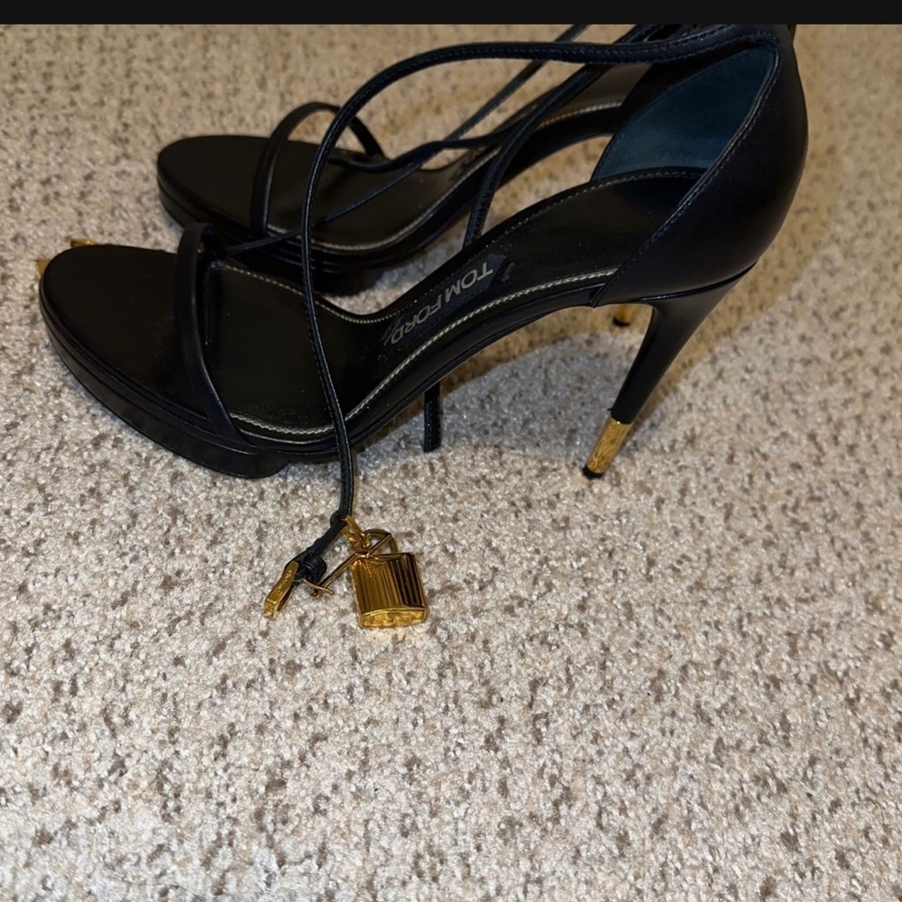 Tom Ford Black and Gold High Heel Sandals - Picture 4 of 5